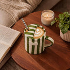 1 Pack Ceramic Coffee Mug with Sip Hole Espresso Cup 10oz with Straws Retro - Image 6