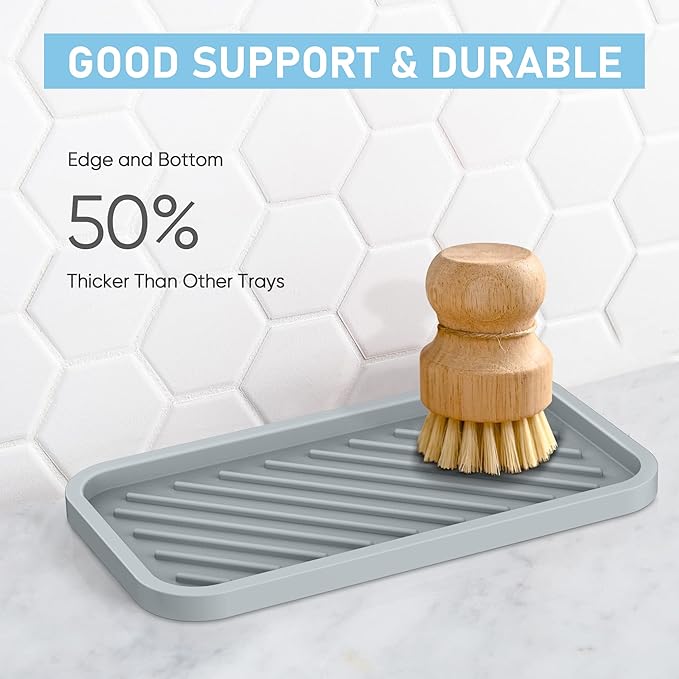 EG-SIPRO Silicone Sponge Holder-Large Thick Durable 10" Sink Organizer Tray-Kitchen & Bathroom