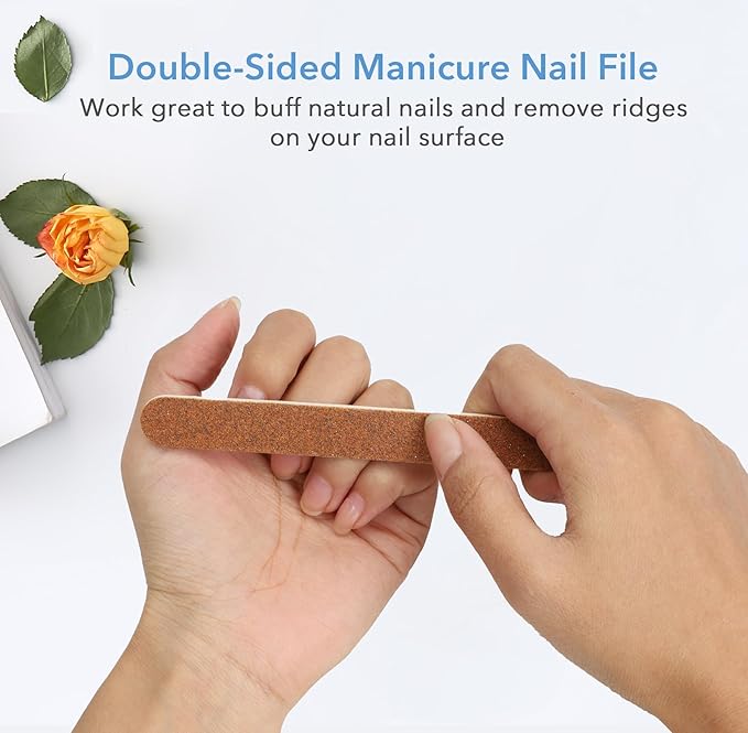 Nail Files, 50 PCS Fingernail Files 100/100 Grit Brown Double Sided Emery Boards for Natural Nails - Professional Nail File Bulk Washable Manicure Tool Travel Size