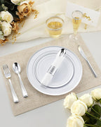 200 PCS Silver Dinnerware Set, Party Plastic Plates - Image 3