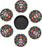 Skeleton Floral Cool Mexican Skull Coasters - Image 4