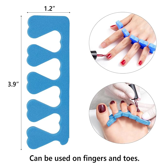 Toe Separators Set - 52 Pieces Premium Pedicure Tool, Spa Party Salon Polishing Separator (Blue)