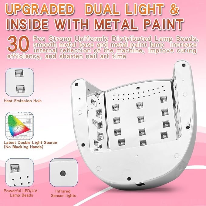 Rechargeable UV LED Nail Lamp, SKYUV Cordless Nail lamp for Gel Polish, UV Nail Lamp with 4 Timer Setting and Handle, Professional Nail UV Light for Gel Nails with 30 Beads for Salon and Home