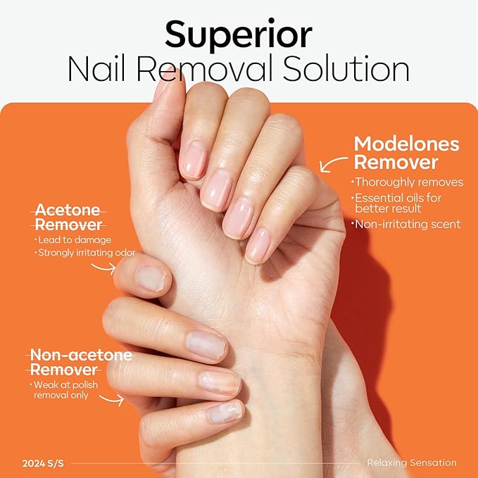 modelones Acetone Nail Polish Remover, Gel Nail Polish Remover Easy Peel, Nail Glue Remover Natural Formula for Nail Moisturizing & Care, Acrylic Dip Powder Nails Remover for Home Salon(8 FL.Oz.)