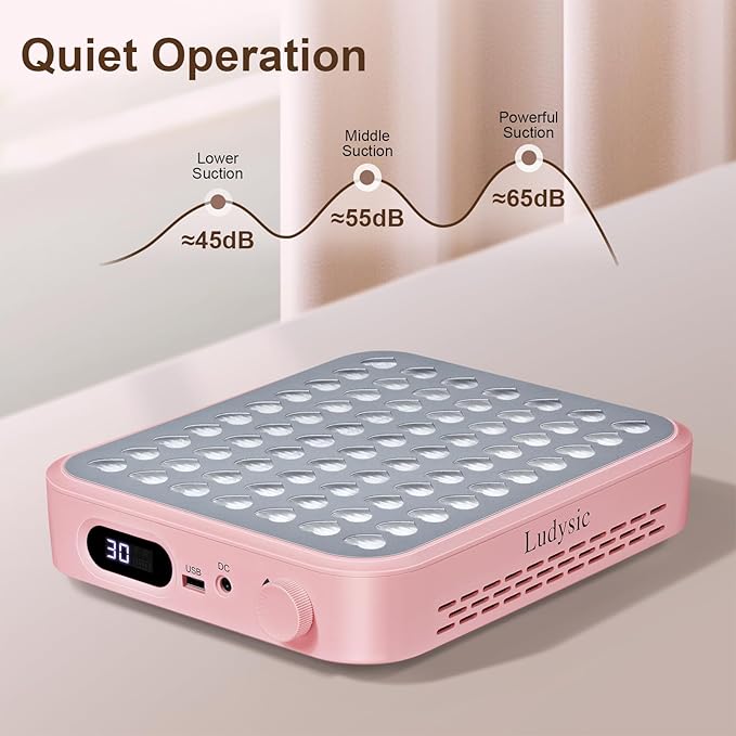 Nail Dust Collector with 2 Reusable Filters,Nail Vacuum Dust Collector Quiet for Nail Tech Art, Powerful Nail Fan and Duster Collector,Nail Vacuum Cleaner for Salon and Home(Pink)