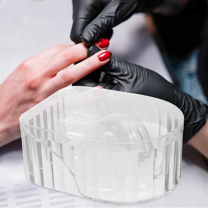 FRCOLOR 2Pcs Nail Soaking Bowls Clear Acrylic Soak Off Bowl Off Gel Polish Remover Manicure Hand Nail Removing Tray Warm Water Container for Home and Salon use