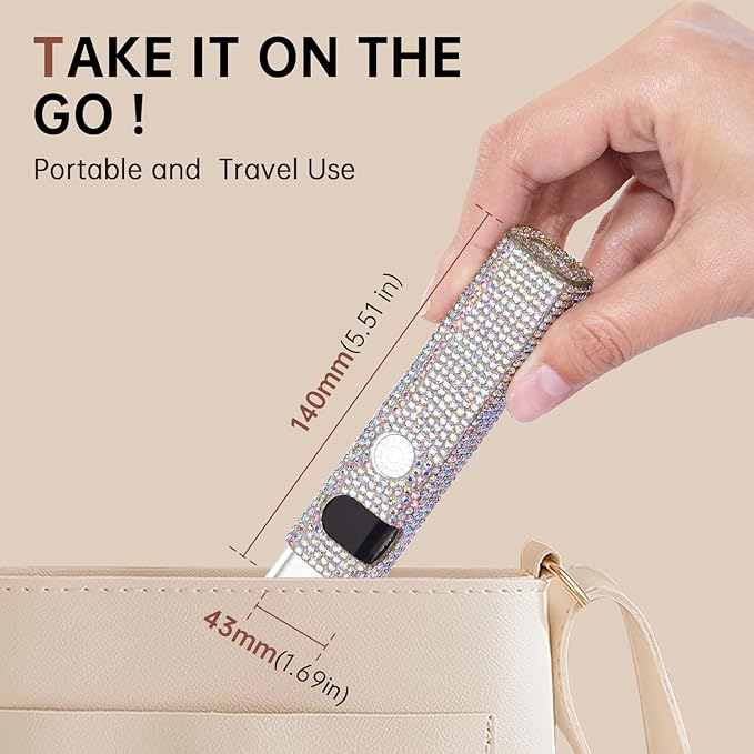 Handheld UV Light for Gel Nails,Mini LED Cordless Nail Lamp for Gel Nail Polish,Portable Flash Cure Lamp,Rechargeable USB Nail Dryer with LCD Display Fast Curing (AB Diamond)