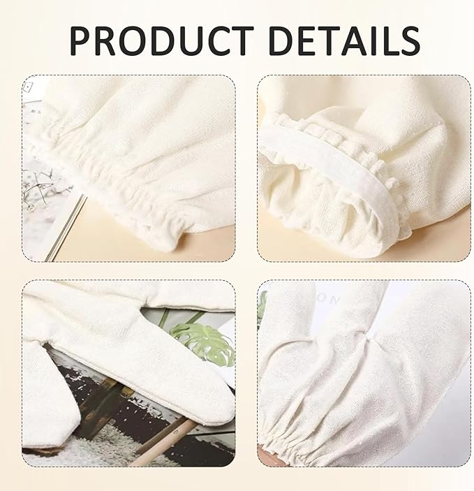 1 Pair of Garshana Gloves Raw Silk Massage Gloves Ayurvedic Massage, Body Exfoliation, Detox, Spa and Home Use, Suitable for Dry Brushing and Glowing Skin (Beige)