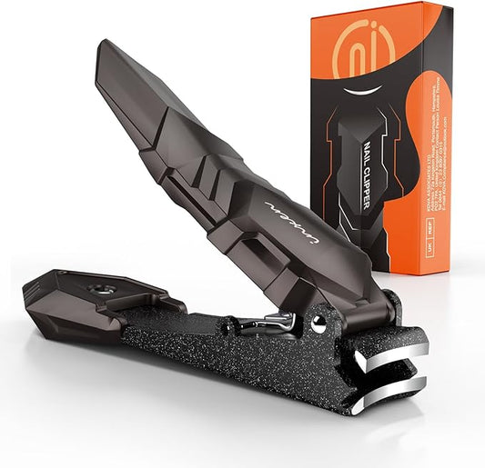 Nail Clippers for Men with Catcher – No Splash, Self-Collecting Premium Steel Clippers for Fingernails & Toenails, Ideal Gifts for Men& Grooming Gifts, Great Gadget & Stocking Stuffer Gift