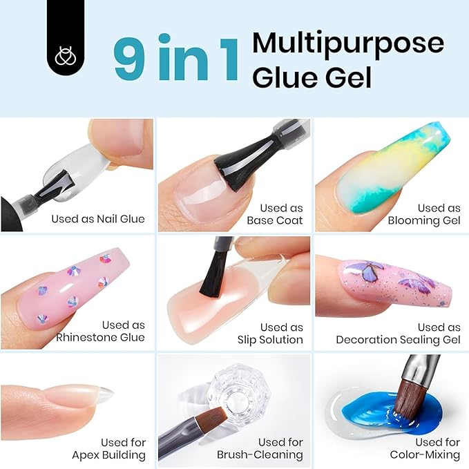 Beetles Gel Nail Kit Easy Extension Set, 240 PCS Long Square Gel Nail Tips Full Cover With 5 In 1 Nail Glue Base Gel and Innovative Uv Led Lamp Easy DIY Gift for Women