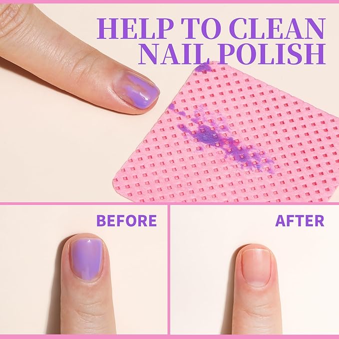 FANDAMEI 740PCS Lint Free Nail Wipes, Nail Wipes for Gel Nails Lint Free, Lint Free Wipes for Nails, Cleaning Pads for Nails, Glue Wipes Lash Extensions, Nail Lint Free Wipes, Nail Prep Pads