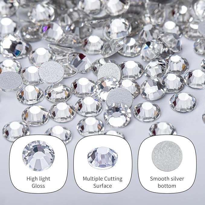 10000PCS Clear Rhinestones Bulk, Flat Back Crystal Glass Stone Round Gems,SS20, 4.6-4.8mm