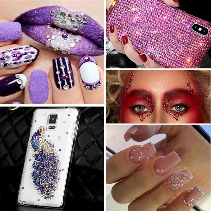 24000Pcs Nail Art Rhinestones, BetterJonny 24 Colors 3mm Round Nail Flatback Rainbow Gems Set with Tweezers and Pencil AB Glitter Flat-Bottomed Rhinestone for Crafts Decoration and Jewelry Making