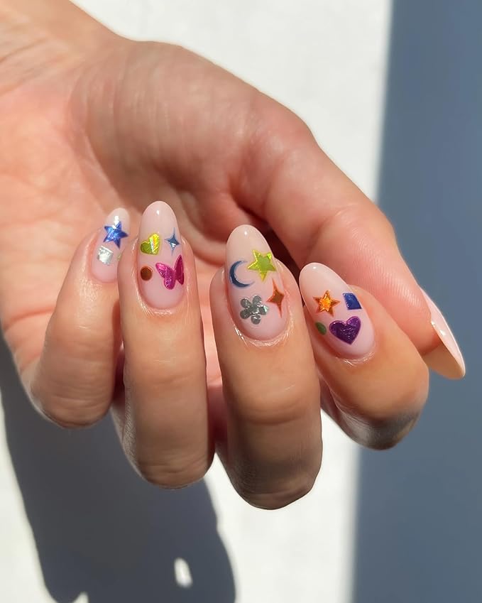 Deco Beauty Confetti Nail Stickers - Lightweight & Easy-to-Apply Nail Art with Trendy Designs - Durable & Long-Lasting Nail Stickers for Women, Ideal for DIY Manicures & Salon-Quality Nails
