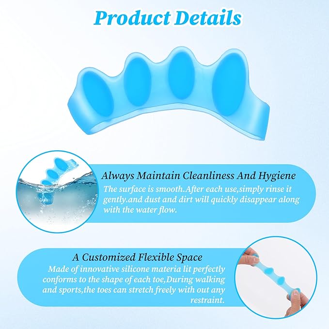 4Pcs Toe Separators for Women and Men, Hammer Toe Straightener Toes Spacers Bunion Corrector Plantar Fasciitis Relief Overlapping Toes Corrector for Foot Health and Pain Relief