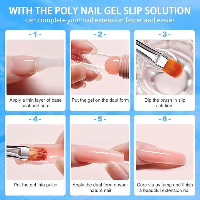 2in1 Slip Solution For Poly Nail Gel - 120ml Professional Gel Cleaner Keep Your Nails Clean and Tidy Ideal for Nail Art Design in Home or Salon