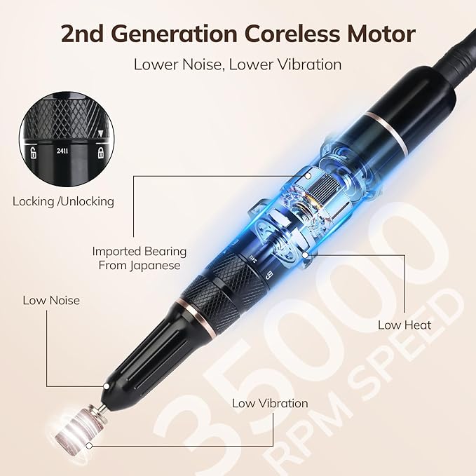 Lavinda 35000RPM Electric Nail Drill, Professional Cordless Nail Drill Machine Portable Rechargeable Nail Efile for Acrylic Gel Nails, Manicure Pedicure Tools for Salon Home Use-Leopard Print