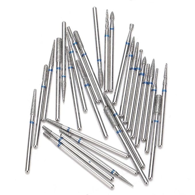 30Pcs 3/32“ Russian Manicure Drill Bits for Nails Kit,Metal Nail Drill Bits with Case for Most Electric Manicure Machines