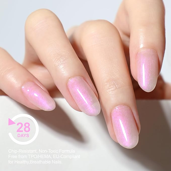 Builder Gel for Nails Hema Free, Shimmer Mermaid Nail Strengthener Rubber Base Gel, Glitter Pink Long Lasting Nail Art Manicure, UV Light Cure Needed