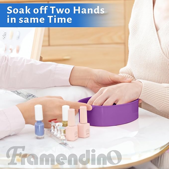 Framendino, 2 Pack Purple Nail Art Tips Hand Soak Bowl Tray Manicure Spa Bowls for Salon Home