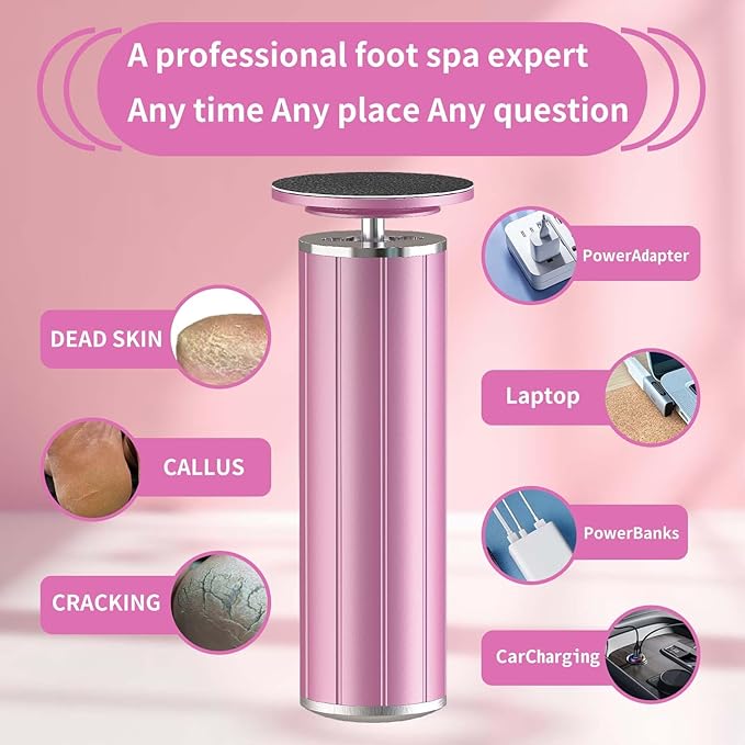 Electric Callus Remover for Feet, USB Power Supply Electric Foot File Sander Scrubber with Speed Controller 60Pcs Replacement Sandpaper Disk for Dead Skin, Cuticles