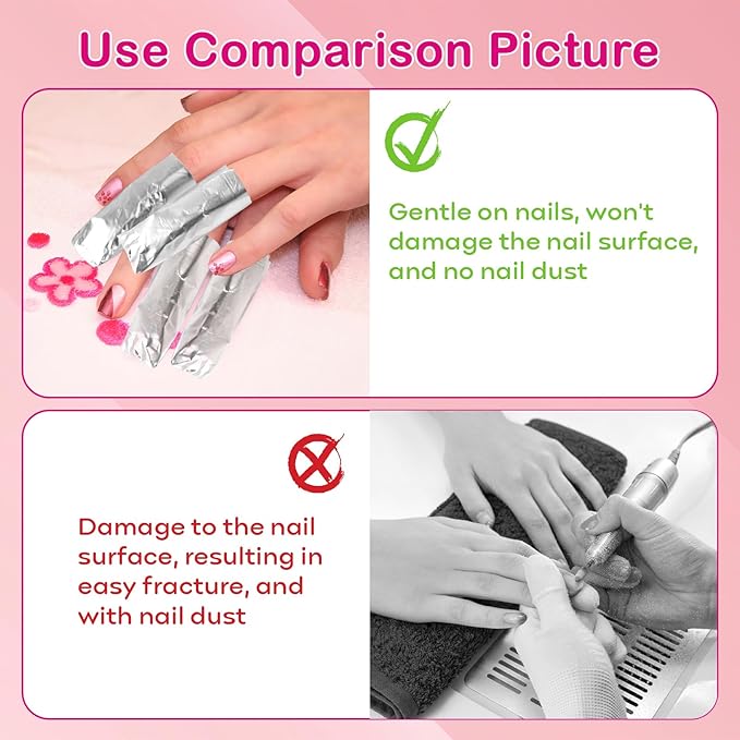 400 pcs Nail Polish Remover Foil Nail Wraps, Nail Foils Soak Off, Gel Finger Polish Remover Foil Wraps with Pre-attached Lint Free Larger Cotton Pad for Nails Removal