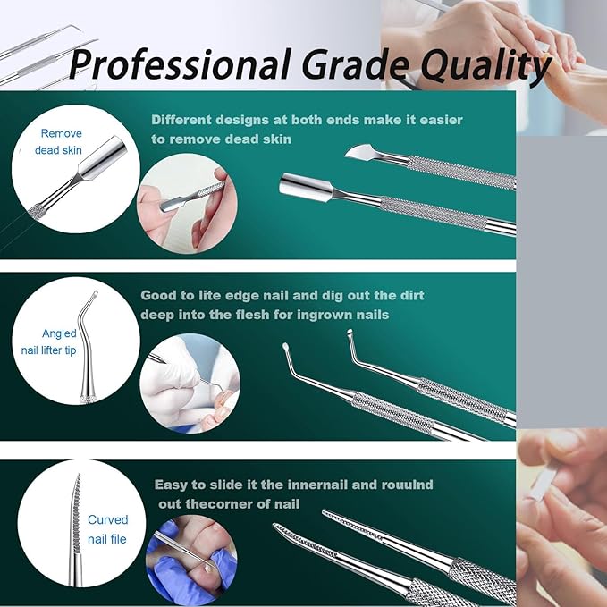 6 PCS Ingrown Toenail Treatment,Ingrown Toenail Removal Kit Under Nail Cleaner Tool Nail Cleaner Tool Toenail Kit Manicure Treatment Pedicure Tools For Feet Under Nail Cleaner Correction Polish Pain