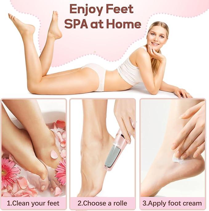 Callus Remover for Feet, ZABOUL Electric Foot Callus Remover Rechargeable Pedicure Tools Smooth Pedicure Wand Electronic Foot File, Feet Care for Removes Dry Hard & Dead Skin Ideal Gift
