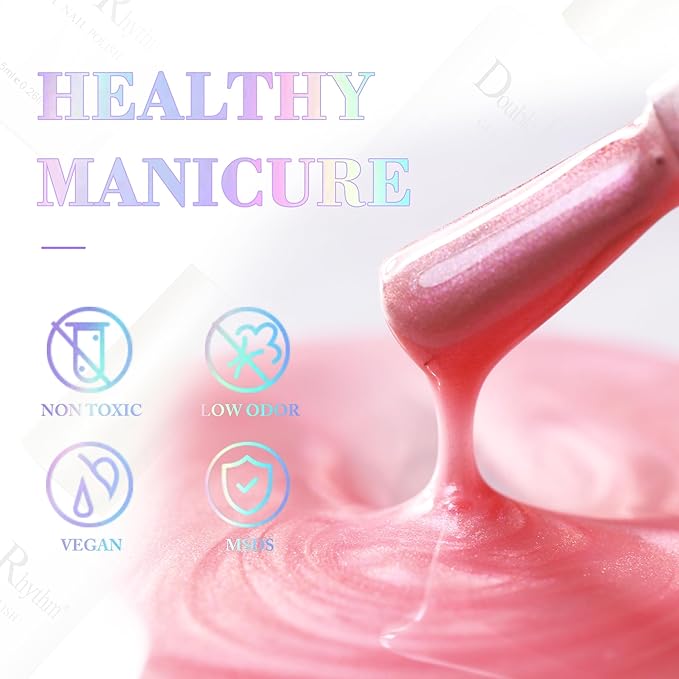 Double Rhythm Jelly Sheer Gel Nail Polish Set of 6 Colors Baby Light Pastel Milky UV Nail Polish Starter Kit Art DIY Salon Home (Mermaid White Pink Blue Green Yellow Purple-Kit8)