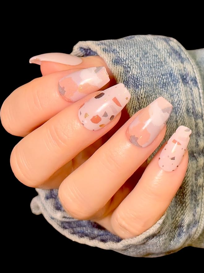 | 20 Exquisite Gel Nail Polish Strips w/Application Accessories - No UV/LED Lamp Required (Camo Confetti)
