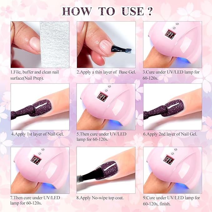 MEET ACROSS Gel Nail Polish Set, 8 Colors Brown Pink Gel Polish Grey Purple Nude Neutral Nail Polish Winter Elegant Nail Art Manicure Kit Soak Uv Gel Gift for Women