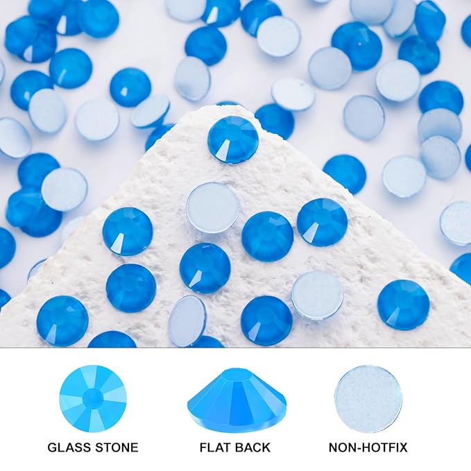 Novani 3000 Pieces Flatback Rhinestones Glass Round Gems Neon-Blue Crystals for Nail Art DIY Crafts Clothes Shoes,SS10,2.7-2.9mm