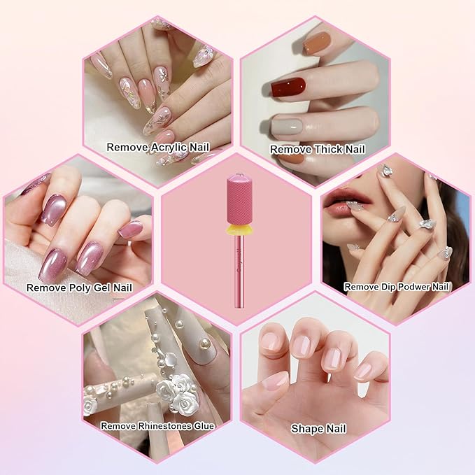 3/32" Large Barrel Smooth Round Top Tungsten Carbide Nail Drill Bit Safety Bit for Gel & Acrylic Removal, 2-Way Rotating Efile Tip, Salon Electric File Accessory (XF Grit, Rose Red)