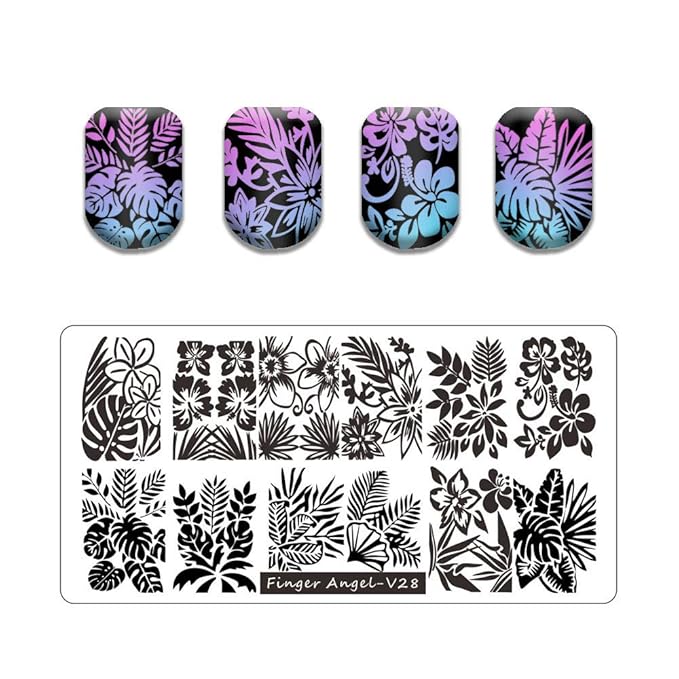 13pcs Stamping Nail Art Plates Set with 2 Stamper, 2 Scraper, Storage Bag - Leaves, Flowers, Animal Nail Plate Templates