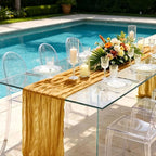 3 Pack Gold Cheesecloth Table Runner 21 x 120 Inch Boho Gauze Sheer Table - Image 5
