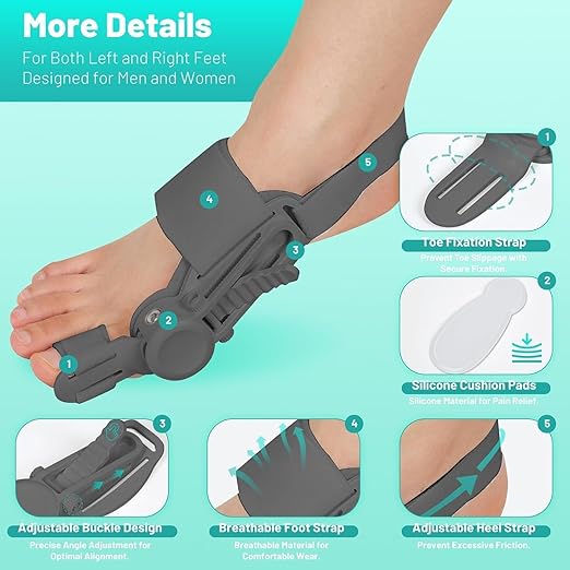 Bunion Corrector for Women and Men Big Toe,Upgraded Press-Button Bunions Correction,Toe Straightener with Bunion Relief,Suitable for Left and Right Feet,Large,Black 1Pack