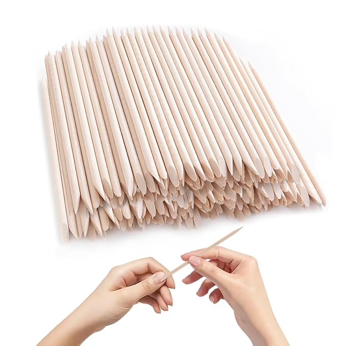 400 Pcs Orange Wood Sticks for Nails, 4.5 Inch Orangewood Nail Swatch Sticks, Wooden Cuticle Pusher Sticks Tools for Manicure & Pedicure, Double Sided, Skin-Safe (400pcs)