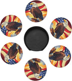 Eagle Stars Stripes Flag Leather Coasters Set of 6 - Image 7