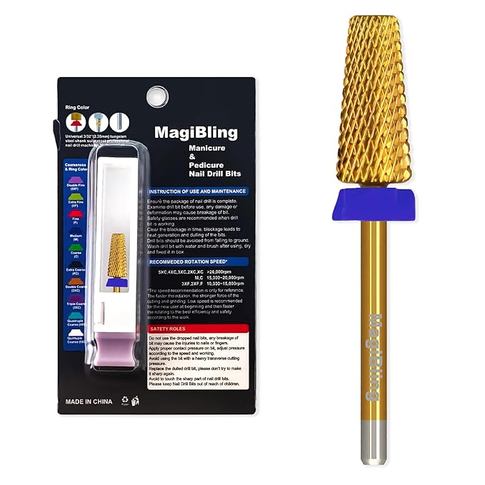 Super Cut Tapered Barrel Nail Drill Bits, 3/32'' Professional Tungsten Carbide Bits, Remove Hard Gel Fast, Right Hand, Suitable for Long Acrylic Nails Gel Polishing, Medium.