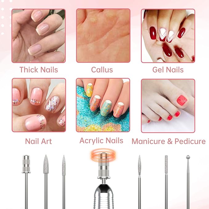 Delanie Professional Portable Electric Nail Drill Machine, 35000 RPM Rechargeable Cordless Nail Filer Electric Nail File Efle for Dip Powder Acrylic Gel Nail, Salon Nail Tool, Rose Gold