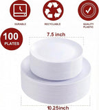 PULOTE 100PCS White Plastic Plates Disposable - Image 2