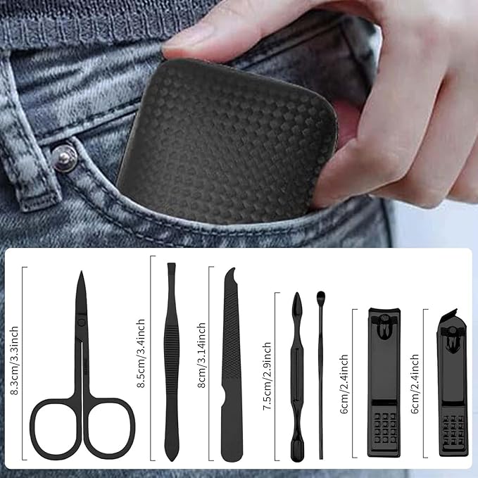 Manicure Set 7 PCS Nail Clippers Kit, Bafezoze Mens Grooming Kit, Initial Christmas Stocking Stuffers for Men Boys Letter G