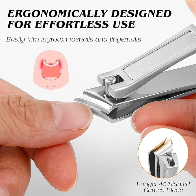 Toenail Clippers for Seniors, Upgraded Professional Long Handled Ingrown Thick Toe Nail Clippers with Wide Jaw for Men, Ultra-Sharp Slanted Nail Cutter Fingernail Clipper Nail Tools for Women