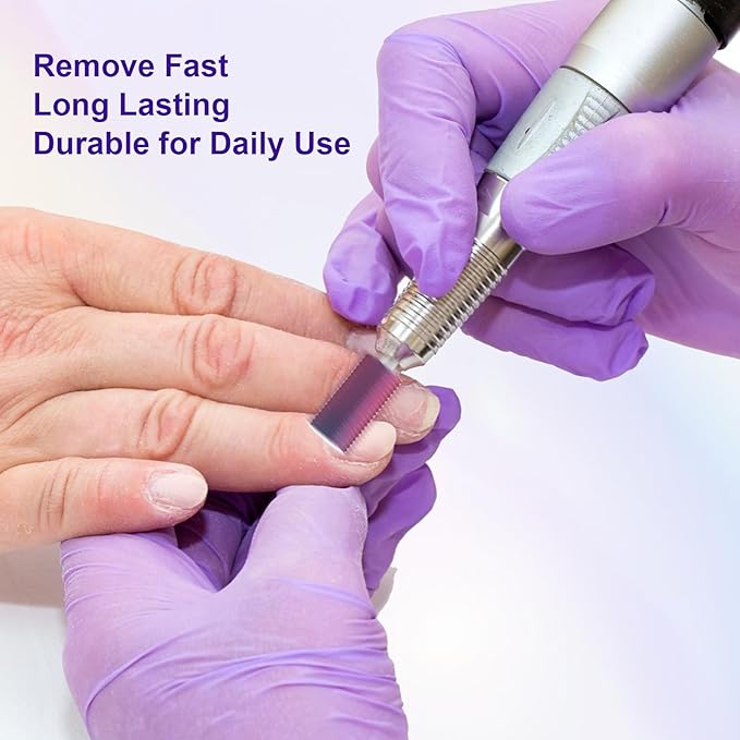 3/32" Large Barrel Bit Tungsten Carbide Nail Drill Bit Safety Bit for Gel & Acrylic Removal, 2- Way Rotating Efile Tip, Salon Electric File Accessory (M Girt, Purple)