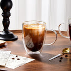 4-Pack 12 Oz Double Walled Glass Coffee Mugs - Image 6