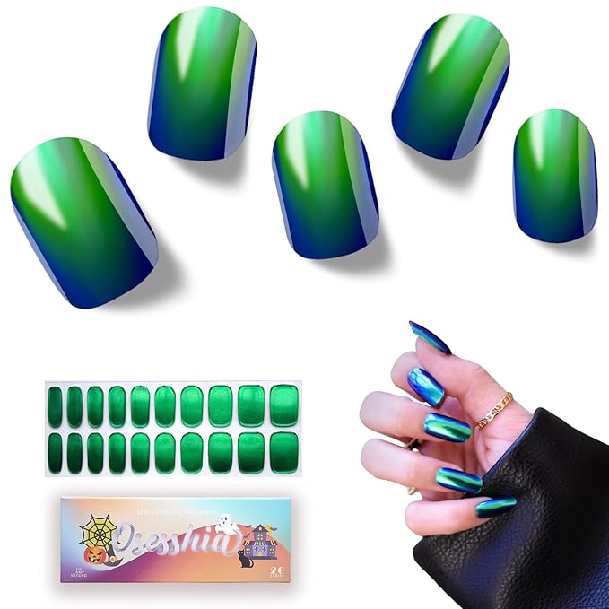 Semi Cured Gel Nail Strips, 20 pcs Nail Wraps, Glaze Stickers, Salon Quality French Manicure, Full Decal Gel Polish Strips, Long Lasting SCG, UV Lamp Required (Little Mermaid)