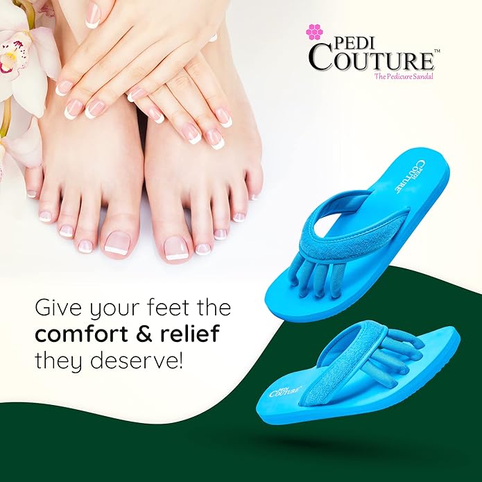 Pedi Couture Pedicure Sandals with Built In Toe Separators for Women - Comfortable Spa Style Flip Flops for Home, Salon, Yoga & Gym Use
