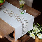 ARTABLE Off White Farmhouse Fabric Table Runner Finished Edge 16 x 70 Inch | - Image 2