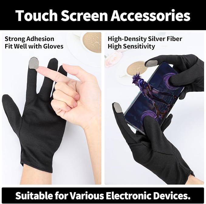 Touch Screen Gloves - 5 Pairs Black Cotton Gloves for Dry Hands Sleeping, Moisturizing, Coin Handling, Jewelry, Photography, Men and Women, Large