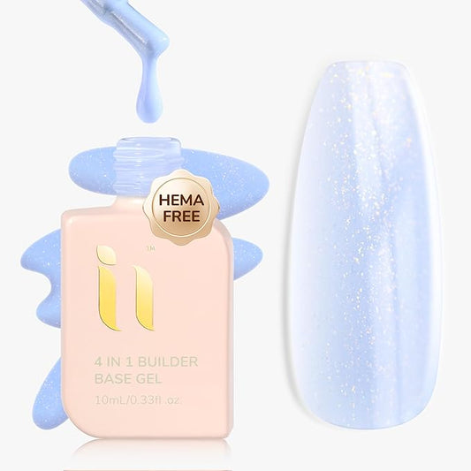 Hema Free Builder Gel, For Strengthens Damaged Thin Nails, Hypoallergenic Shimmer Soak Off Builder Rubber Base Gel 10ml, LED & UV Lamp Needed